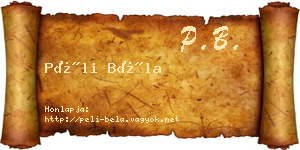 Péli Béla névjegykártya