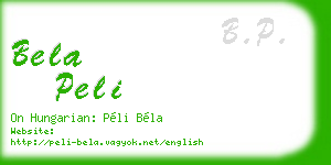 bela peli business card